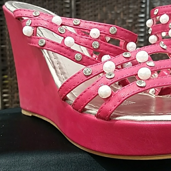 PINK BLING WEDGE HEELS - Picture 5 of 7